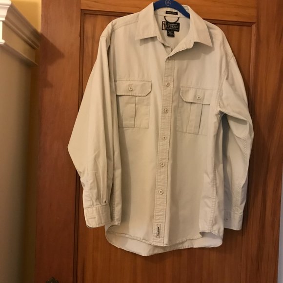 Vintage Men's Eddie Bauer Legend Elkhorn Shirt, Khaki, Long Sleeve, Size M/L - Picture 2 of 8